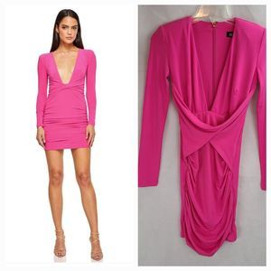 NWT Nookie Envy Mini Dress Women's (M) Neon Pink Long Sleeve--Barbie Core--$249